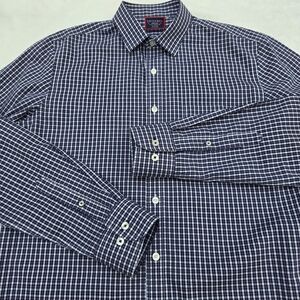 UNTUCKit Shirt Men Medium Blue Orange White Check Slim Fit Wrinkle Free Cotton